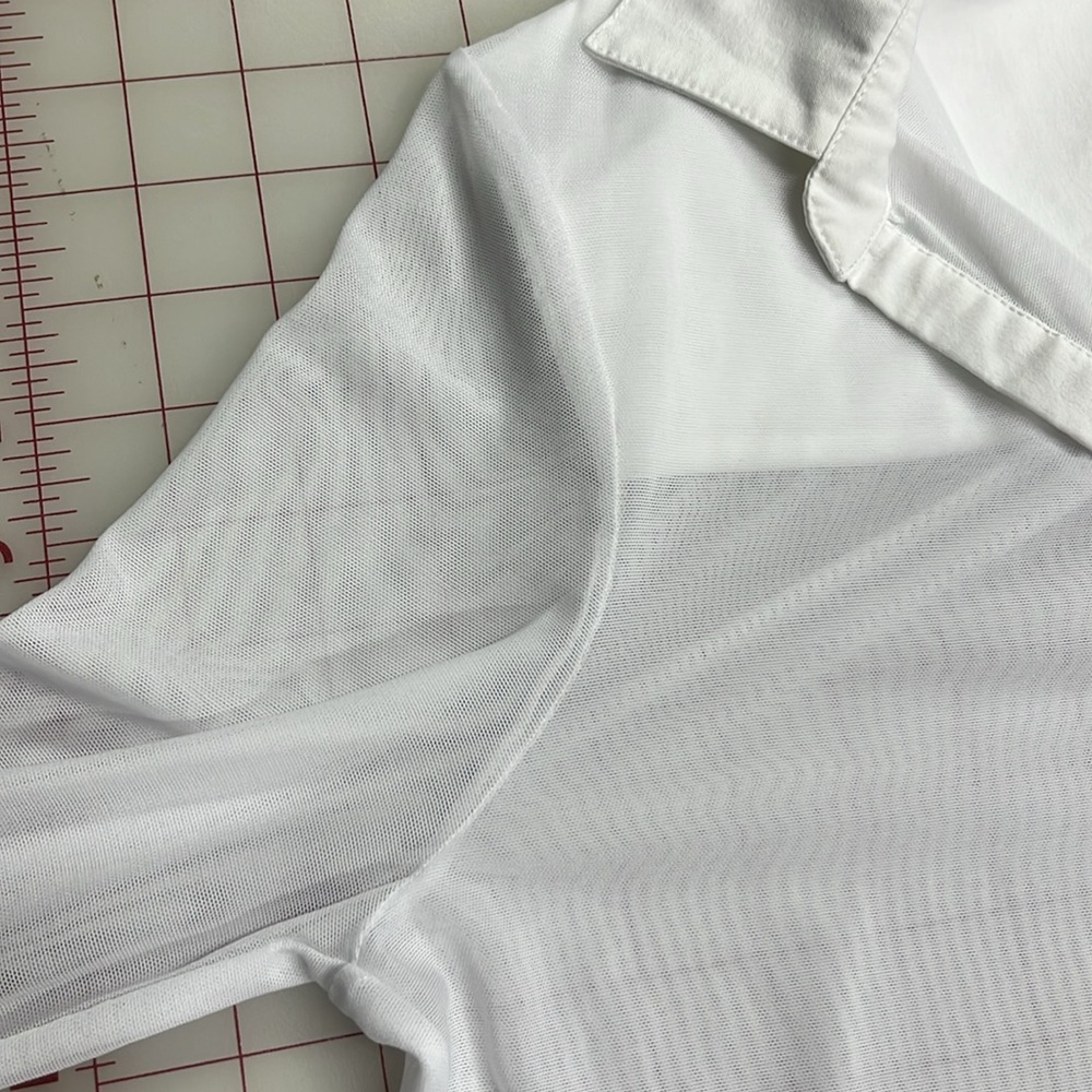 ANATOMIE Made in Italy Mesh Button Long SLV Contemporary City-Chic White Top M - Picture 3 of 16